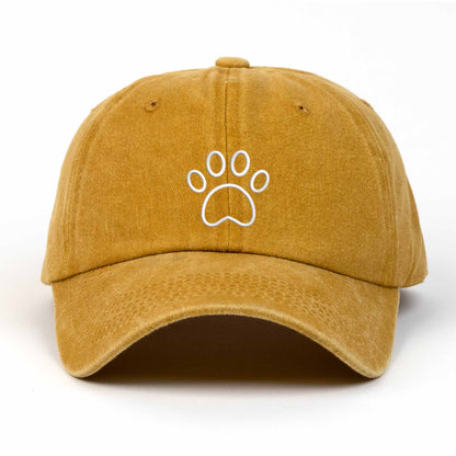 Paw Embroidered Washed Cap