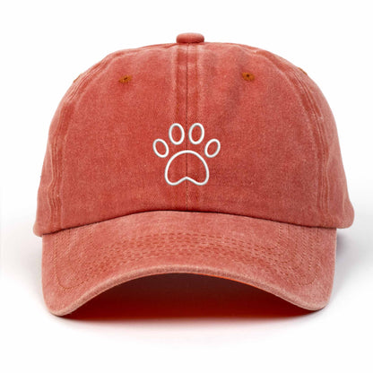 Paw Embroidered Washed Cap