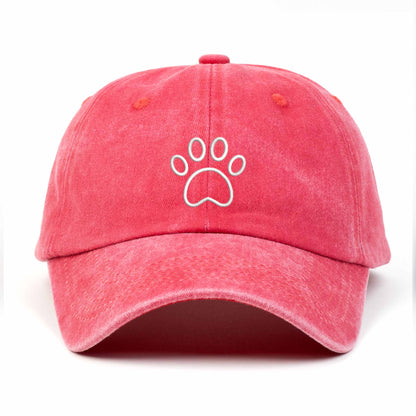 Paw Embroidered Washed Cap