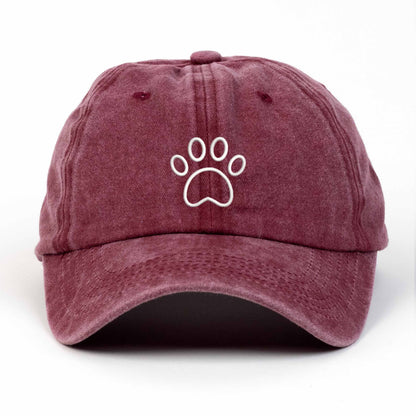 Paw Embroidered Washed Cap