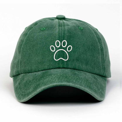 Paw Embroidered Washed Cap
