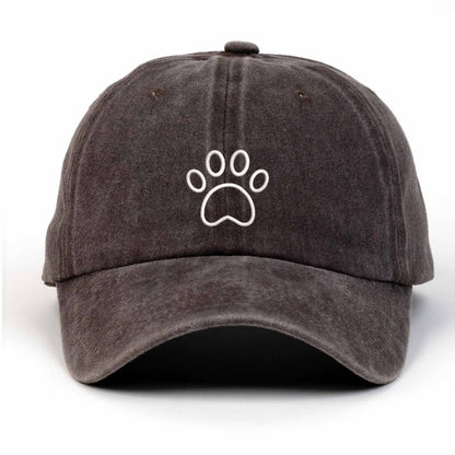 Paw Embroidered Washed Cap