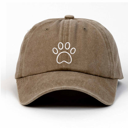 Paw Embroidered Washed Cap