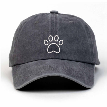 Paw Embroidered Washed Cap